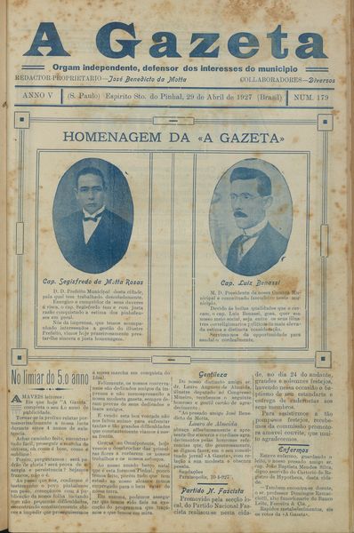 Capa de um dos jornais.
