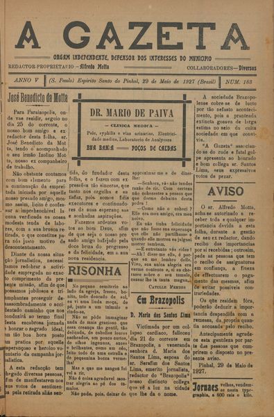 Capa de um dos jornais.