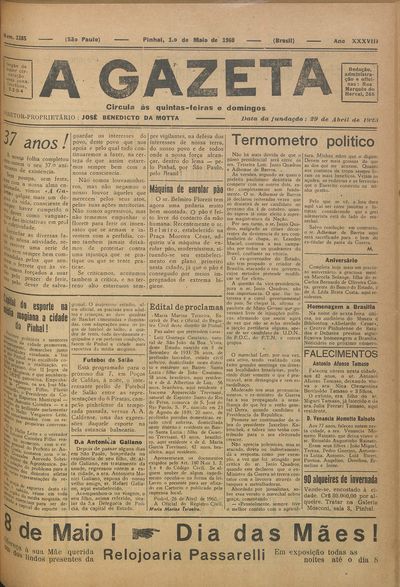 Capa de um dos jornais.