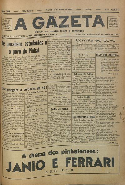 Capa de um dos jornais.