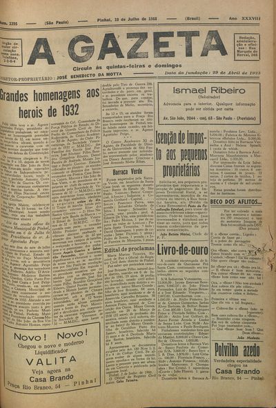Capa de um dos jornais.
