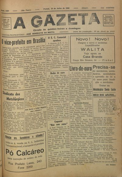 Capa de um dos jornais.