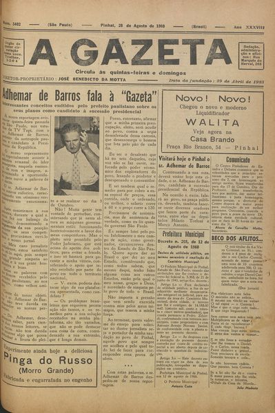 Capa de um dos jornais.