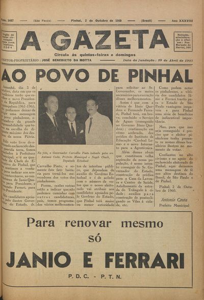 Capa de um dos jornais.