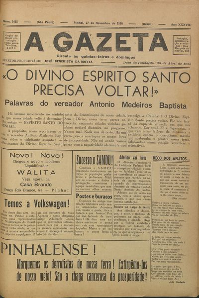 Capa de um dos jornais.