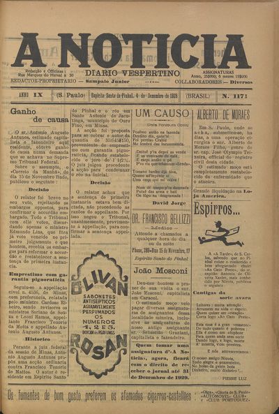 Capa de um dos jornais.