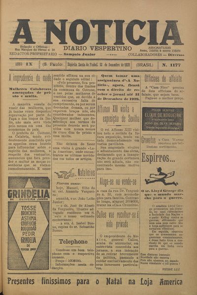 Capa de um dos jornais.