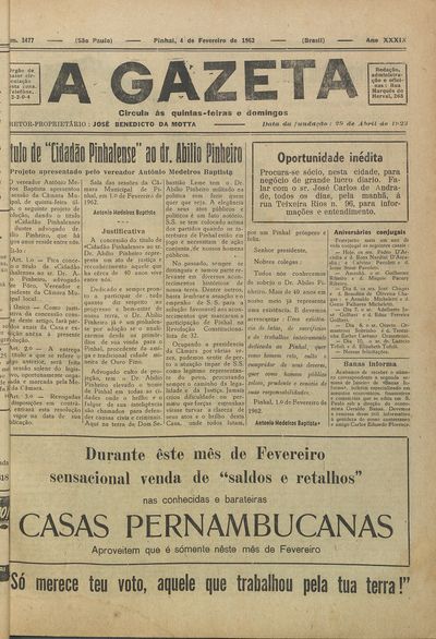 Capa de um dos jornais.