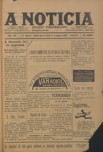 Capa de um dos jornais.