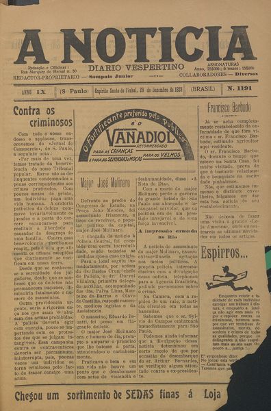 Capa de um dos jornais.