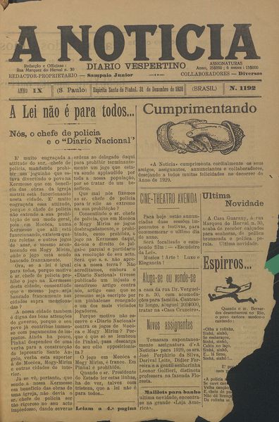Capa de um dos jornais.