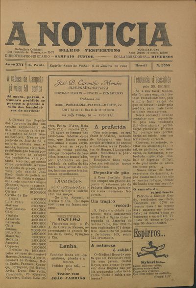 Capa de um dos jornais.