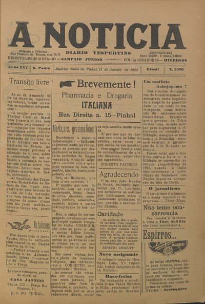 Capa de um dos jornais.