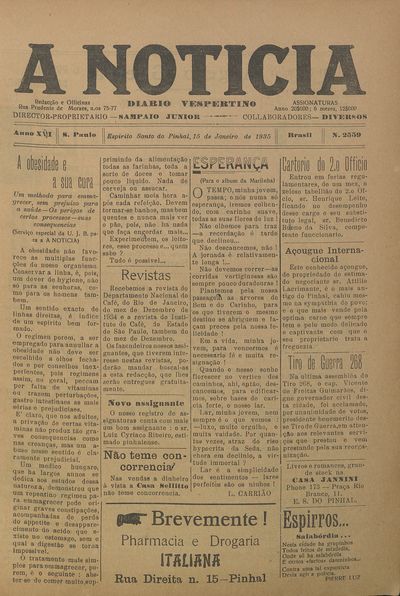 Capa de um dos jornais.