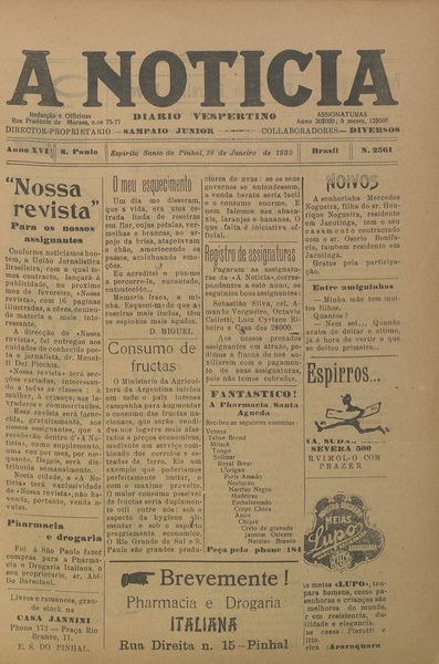 Capa de um dos jornais.