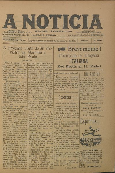 Capa de um dos jornais.