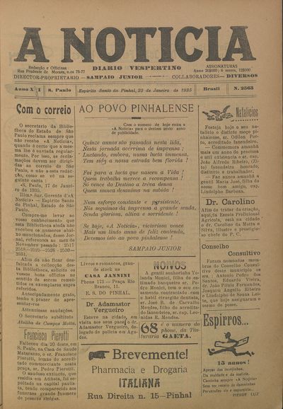 Capa de um dos jornais.