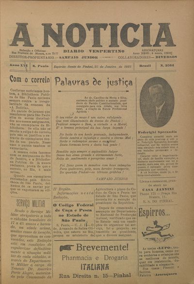 Capa de um dos jornais.