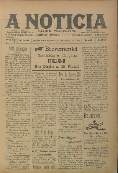 Capa de um dos jornais.