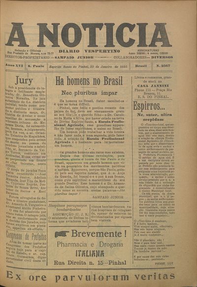 Capa de um dos jornais.