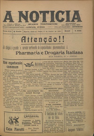 Capa de um dos jornais.
