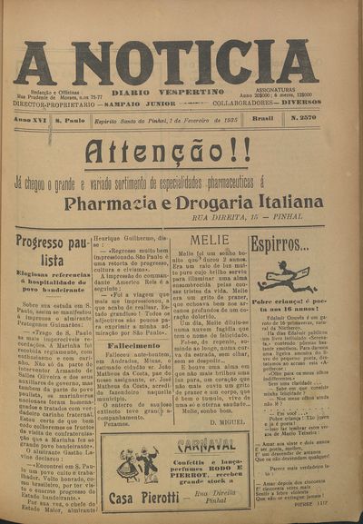 Capa de um dos jornais.