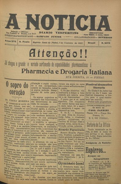 Capa de um dos jornais.