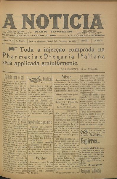 Capa de um dos jornais.