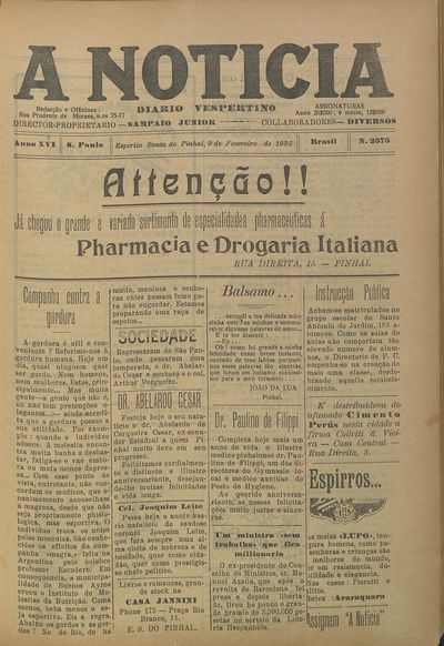 Capa de um dos jornais.