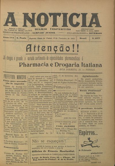 Capa de um dos jornais.