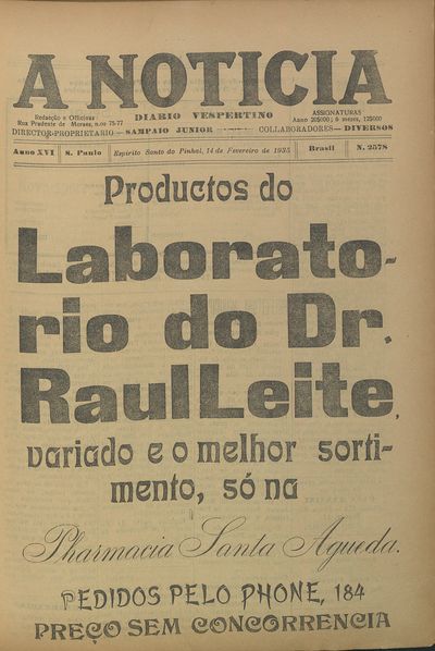 Capa de um dos jornais.