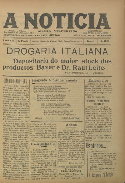 Capa de um dos jornais.