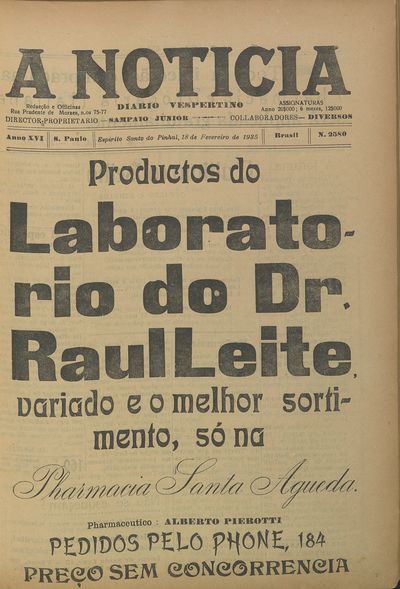 Capa de um dos jornais.