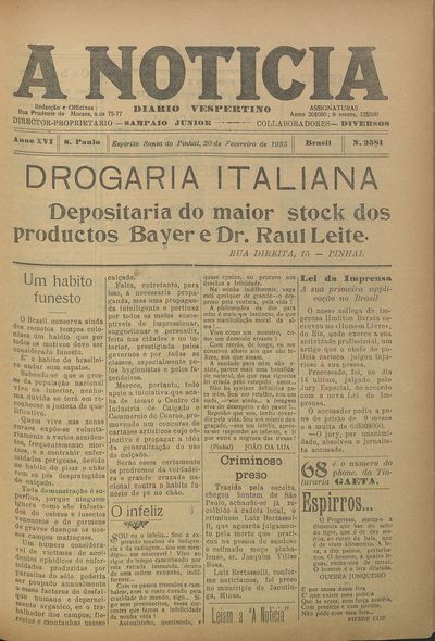 Capa de um dos jornais.