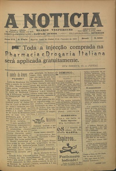 Capa de um dos jornais.
