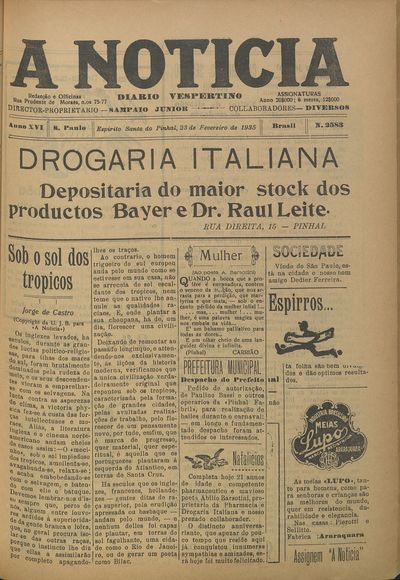 Capa de um dos jornais.