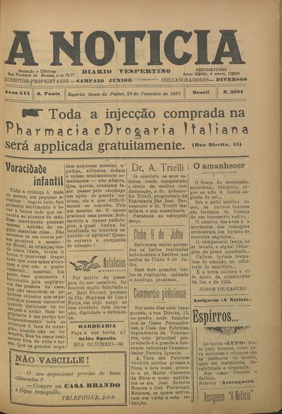 Capa de um dos jornais.