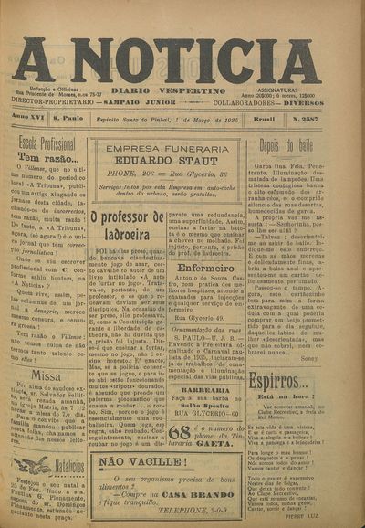 Capa de um dos jornais.