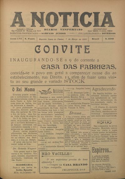 Capa de um dos jornais.