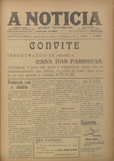 Capa de um dos jornais.