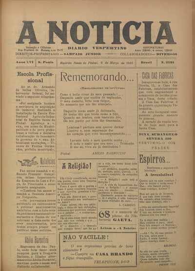 Capa de um dos jornais.