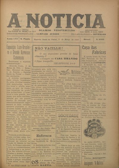 Capa de um dos jornais.