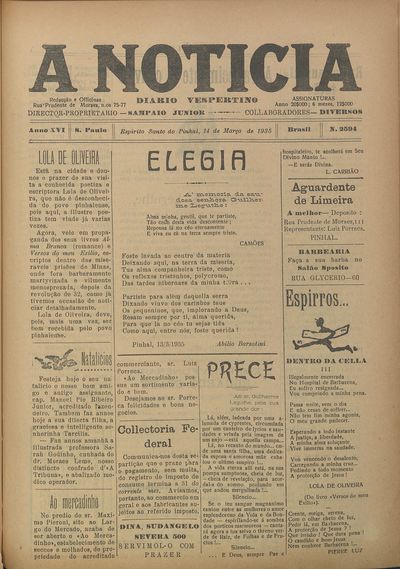 Capa de um dos jornais.