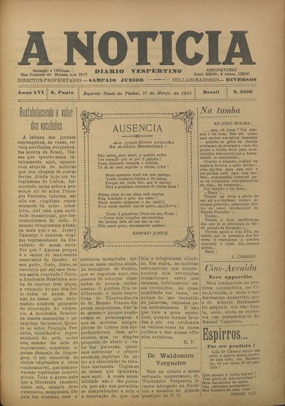 Capa de um dos jornais.