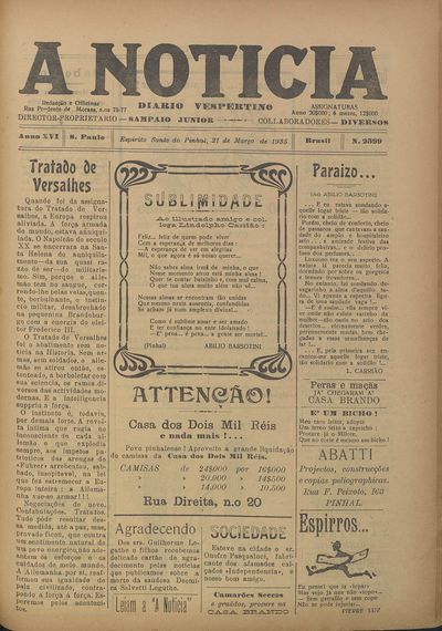 Capa de um dos jornais.