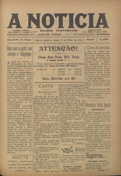 Capa de um dos jornais.