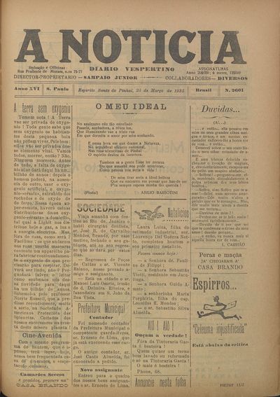 Capa de um dos jornais.