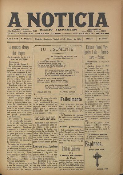 Capa de um dos jornais.