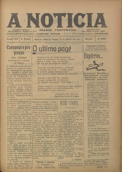 Capa de um dos jornais.