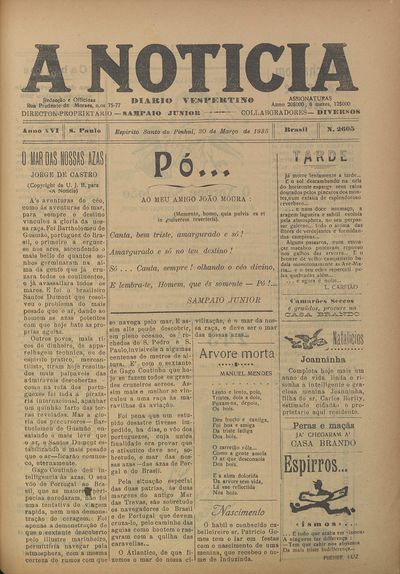 Capa de um dos jornais.
